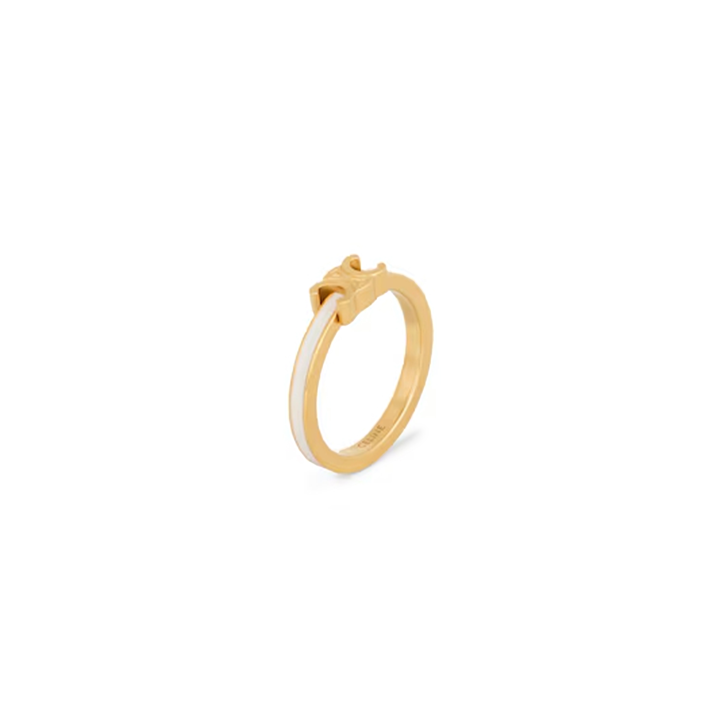 CELINE TRIOMPHE RING IN ENAMEL AND BRASS WITH GOLD FINISH 461NL6BRE.01GI